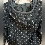KWAY Waterproof Black Floral Hooded Jacket w rainbow zipper trim reversible M Size M Photo 3