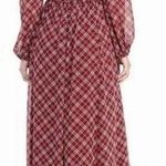 Gal Meets Glam Robyn maroon plaid long sleeve maxi dress size 0 Photo 1