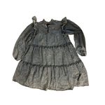 Oddi  Black Acid Wash Ruffle Tiered Long Sleeve Mini‎ Dress Size M Photo 2