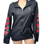 Zumiez Womens  Empyre Wind Breaker Rose Gothic Black Size M Jacket Skelton Hand Photo 0