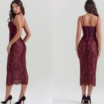 House Of CB  'Gaia' Claret Lace Midi Dress NWOT size L Photo 2