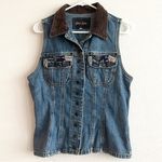 Guess  Jeans Vintage Y2K Patchwork Pocket Corduroy Collar Denim Vest Size Large Photo 0