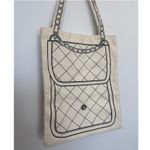 Vintage Borders Books Illustrated cream Canvas Tote Bag Purse Print 100% Cotton Black Photo 4