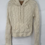 Abercrombie & Fitch East Coast Vintage A & F Lambswool Blend Cable Knit Hooded Sweater Women M Cream Photo 0