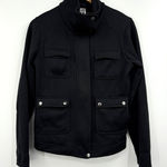 Patagonia Jacket Womens Medium Black Fleece Collar Snap Pockets Elbow Patches Photo 0