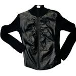 Le Maglie Di Sofia Italian Leather Cardigan Coat L Black Made In Italy Size L Photo 0