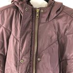 Ellos Puffer Coat Hooded Faux Fur Trim Water Resistant Pockets Burgundy Size 28 Red Photo 2