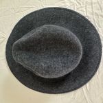 Vintage Italian Wool Fedora Hat Size 56 Gray Felt Wide Brim Leather Band Italy Photo 2