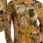 Chico's Autumn Leaf Embellished Button Down Shirt Size M Photo 0