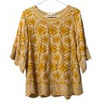 Solitaire Yellow Women Embroidered Top Sz S Boho Romantic Hippie Gypsy Peasant Photo 0