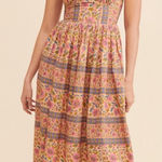 PLACE NATIONALE X NUULY Printed Tie Shoulder Midi Dress size Small Pink Photo 0