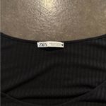 ZARA  Black Ribbed Short Sleeve Top Photo 2