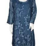Soft Surroundings Dress Womens Small Blue Floral Starling Silk Dress Flower Boho Photo 0