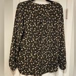 Premise  Studio Black Yellow Floral Striped V Neck Tie Long Sleeve Blouse Size M Photo 9