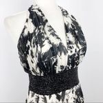 Carmen Marc Valvo  Pleated Cocktail Party Halter Dress Black White Beaded Size 4 Photo 15