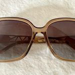 Brown & Gold Oversized Square Sunglasses Polarized Tinted w Crystal Frames Photo 2