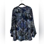 Dress Barn  Popover Blouse Roll Tab Sleeve Top Blue Printed Casual Size 2X Photo 5