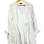 ASOS  White Tiered Eyelet Lace Long Sleeve Wrap Trapeze Mini Dress 2 Photo 0