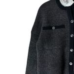 Maje  Mestino Wool Blend Cardigan Collared Sweater Gray Preppy Size 1/Small Photo 2