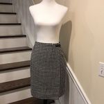 Ralph Lauren Black White Houndstooth Wool Lined Wrap Skirt Leather Closure Sz 4 Photo 2
