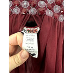 Vintage Y2K Babydoll Top Womens Small Burgundy Studded Sheer‎ Chiffon Fairy Boho Red Photo 2