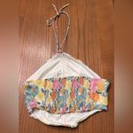 ZARA  Floral Satin Ruched Front Smocked Back Adjustable Halter Crop Top Size XL‎ Photo 9