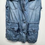 Max jeans  Cotton Linen Chambray Women's Utility Vest Small Full Zip Breathable Photo 3