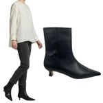 Ann Taylor Pointed Toe Leather Kitten Heel Ankle Boots Black Size 7M Photo 1