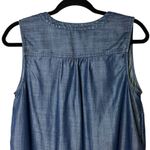 J Jill Denim Indigo Chambray Embroidered Sleeveless Blouse 100%‎ Lyocell Boho S Blue Photo 6