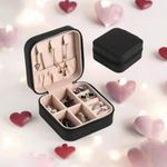 Mini Jewelry Box Portable Travel Jewelry Storage Box, PU Leather Small Organizer Black Photo 6