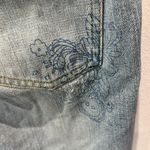 Younique Floral Embroidered Distressed Denim‎ Cropped Jeans Size 5 Blue Photo 3