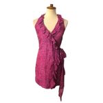 Loft Ann Taylor Ruffle Wrap Dress Pink Purple Cheetah Animal Print Fully Lined 0 Photo 1