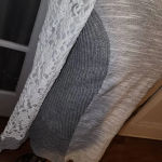 Saturday Sunday Anthropologie Womens Gray White Lace‎ Sleeve Sweater Large Photo 2