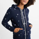Marine layer  Stars Hoodie Celestial Full Zip Sweatshirt Cozy Blue White Size M Photo 0