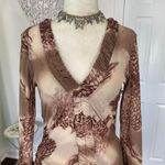 Sweet Pea Collection Early 2000's Brown Tan Grunge Tattoo Mesh Long Sleeve L Size L Photo 2