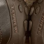 Merrells Mary Jane slip on.  8.5 dark taupe tan  suede upper w/ leather accents Photo 5