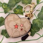 Coach Heart Pouch Bag Charm In Signature Canvas With Heart And Star Print ck071 Photo 1