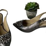 Adrienne Vittadini Surya Slingback Shoes Sz 6M Snake Skin Crystals Pewter Glam Photo 1