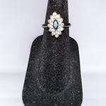 Vintage Silver Tone Blue Stone Ring. Size 5 Photo 0