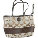 Coach Signature Monogrammed C Canvas Purse Travel Tote Bag Zip Closure Photo 0