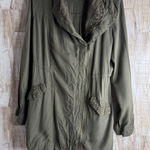 Blue Rain Olive Green Utility Jacket Lace Detail Drawstring Waist Women's Medium Photo 0