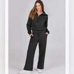 NWT ANRABESS 2 Piece Black Wide Leg Pant Sweatsuit in Size Medium Photo 1