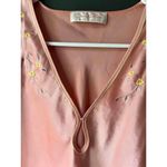 Oscar de la Renta Pink Satin Gown with Floral Embroidery Photo 3