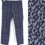 Banana Republic Women's Animal Print Flat Front Ryan Trouser Pant Navy Blue Sz 4 Photo 0