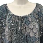 Michael Kors Blue Paisley Floral Scoop Neck Bracelet Sleeve Blouse Top size L Size L Photo 8