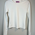 Edikted  Long Sleeve Shirt Top White Ivory Round Neck Stretch Soft Women's Medium Photo 0