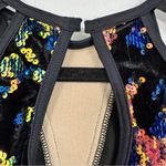 Weissman Costumes Adult Small Sequined Black Velvet Shorts Leotard Sheer Sleeve Photo 5