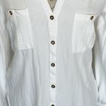 ZARA Womens Button Down Shirt Blouse Sz Medium White Minimalist Minimal Preppy Photo 4