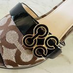 Coach Geri Black Brown Logo Print Canvas Wedge Heel Platform Sandals - US 8.5 Photo 4