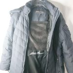 Eddie Bauer  L Gray Knee Length Down Puffer Hoodie Jacket Photo 4